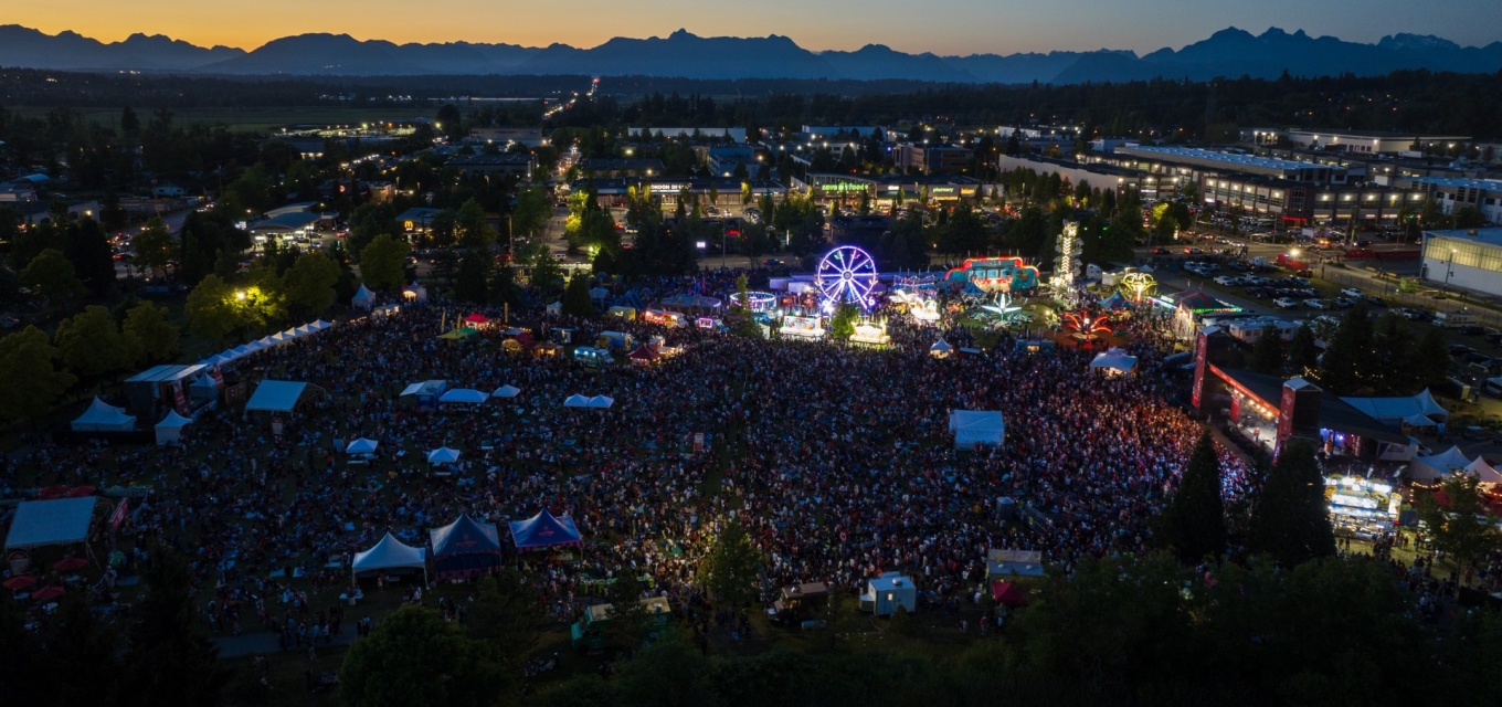 Overhead shot of the 2025 Surrey Canada Day Celebration at night