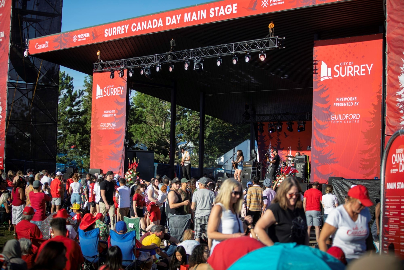 People in front of the Main Stage at Surrey Canada Day.