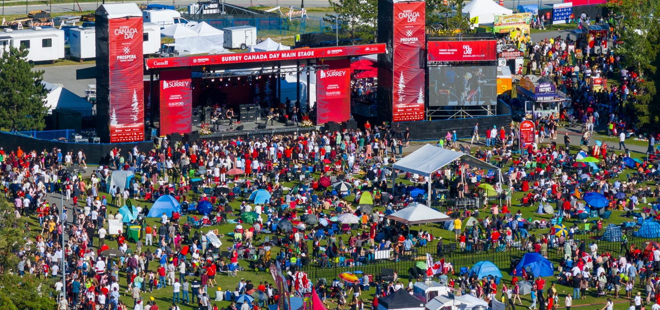 Birds eye view of Surrey Canada Day